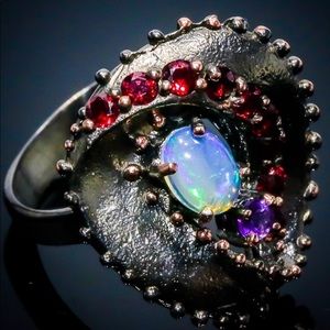Amazing Genuine Precious Opal Ring